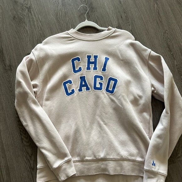Alice & Wonder Chicago Varsity Sweatshirt - Chicago Cubs - Ivory / Blue - Medium - Picture 6 of 8